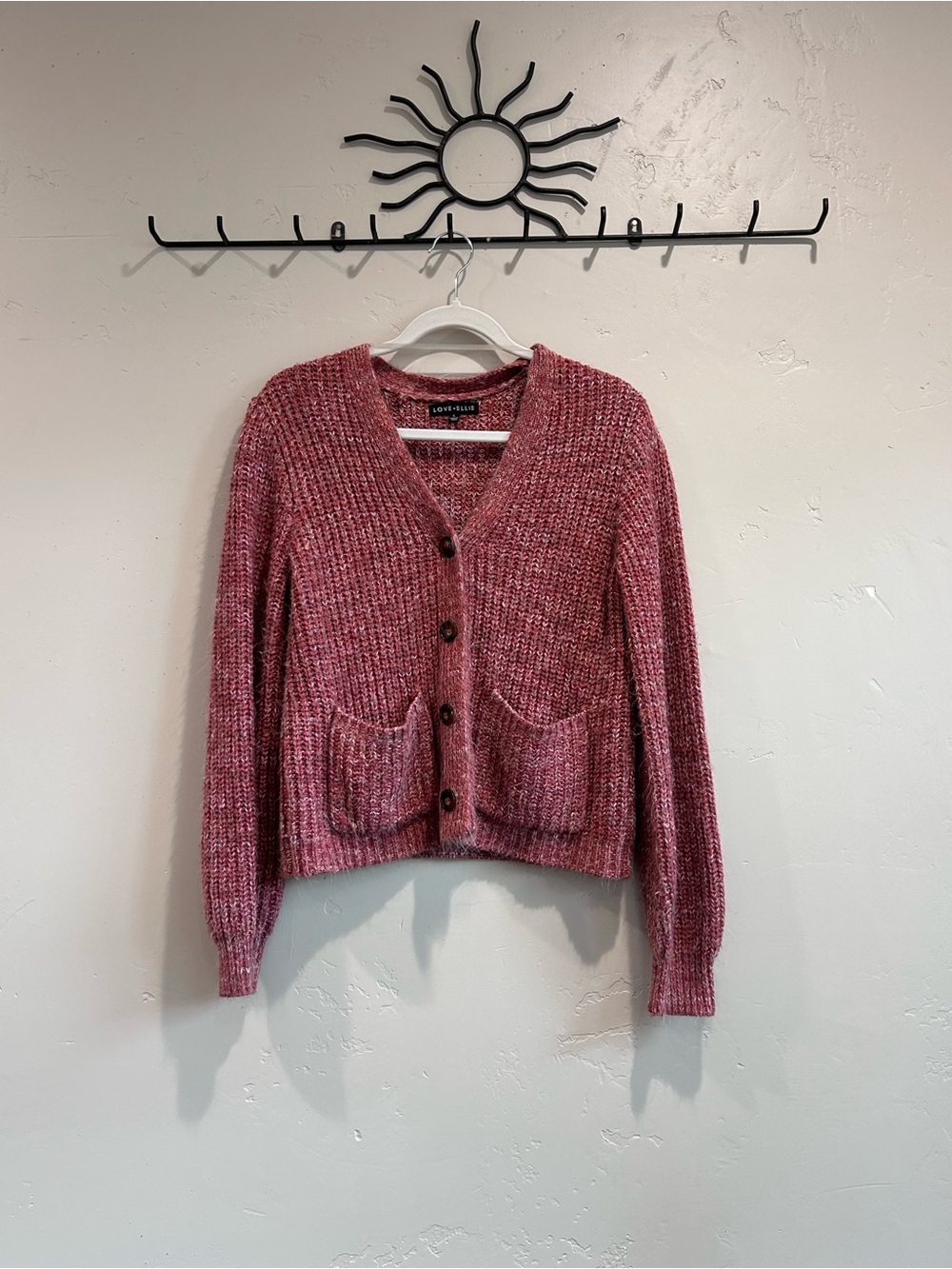 Cozy Mauve Pink V-Neck Button Pocket Cardigan